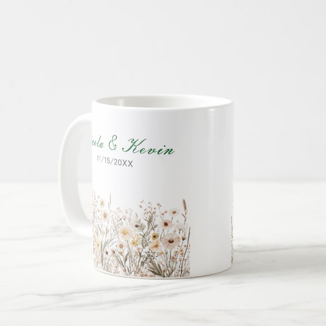 Wildflower Autumn Fall Floral Wedding Coffee Mug (Front Left)