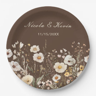 Wildflower Autumn Fall Floral Wedding Paper Plate