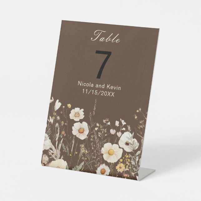 Wildflower Autumn Fall Floral Wedding Pedestal Sign (Front)
