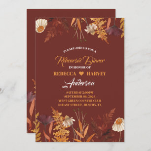 Wildflower Autumn Fall Wedding rehearsal dinner Invitation