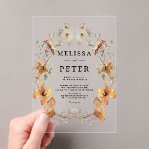 Wildflower Autumn Floral Arch Wedding Acrylic Invitations