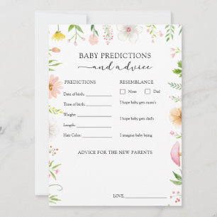 Wildflower Baby Advice and Predictions Card