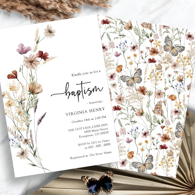 Wildflower Baby Baptism Invitation (Wildflower Baby Baptism Invitation by Painted Paperie
)