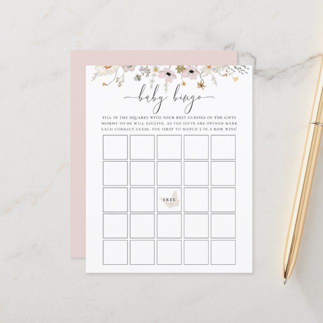 Wildflower Baby Bingo Game (Front/Back In Situ)