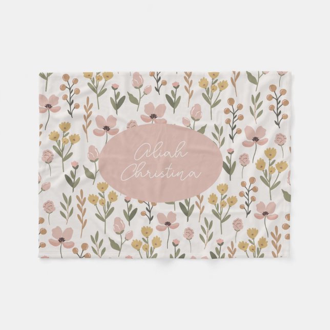 Wildflower Baby Blanket Personalised Nursery  (Front (Horizontal))