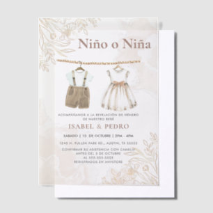 Wildflower Baby Clothes Spanish Gender Reveal Vellum Invitations