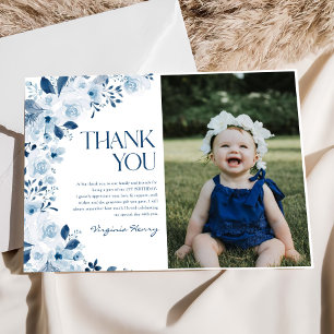 Wildflower Baby Girl Birthday Party Thank You Card