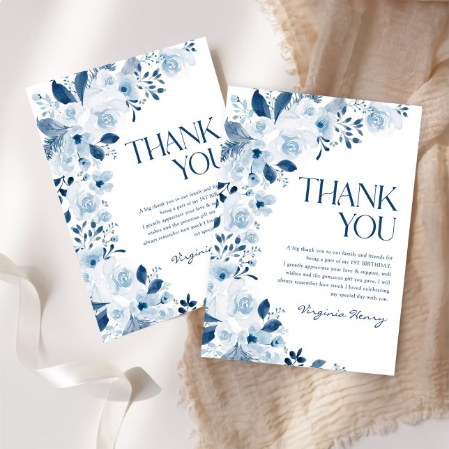 Wildflower Baby Girl Birthday Party Thank You Card (Creator Uploaded)