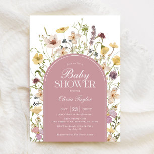 Wildflower Baby Girl Shower Blush Pink Invitation
