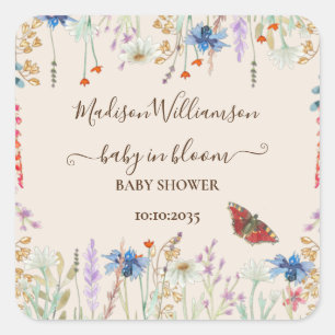 Wildflower Baby in Baby in bloom Baby Shower  Square Sticker
