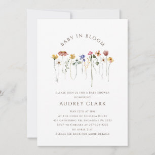 Wildflower Baby In Bloom   All in One Baby Shower Invitation