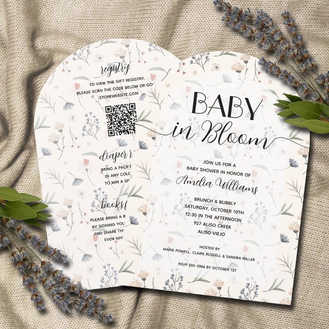 Wildflower Baby in Bloom All in One Shower  Invitation (Wildflower Baby in Bloom All in One Shower Invitations)