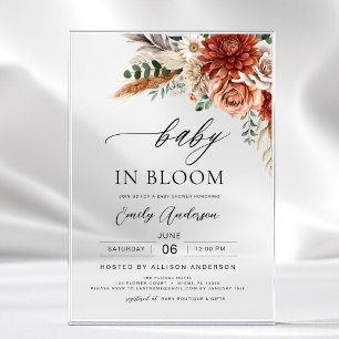 Wildflower Baby in Bloom Autumn Baby Shower Acrylic Invitations