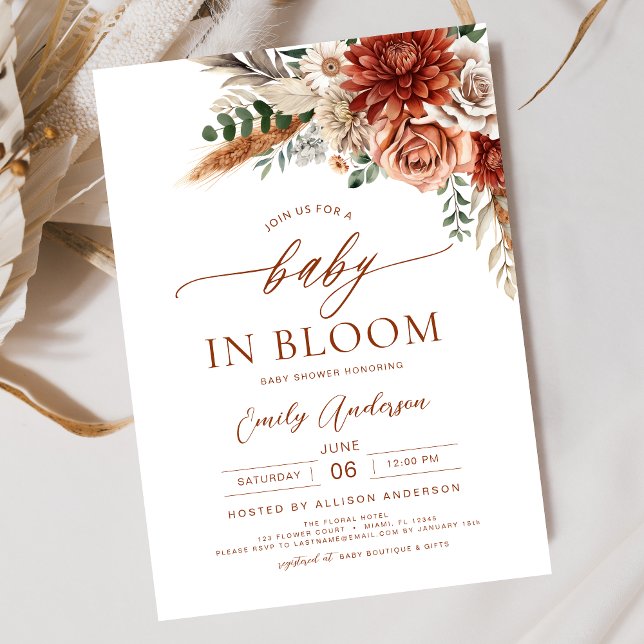 Wildflower Baby in Bloom Autumn Baby Shower Invitation (Creator Uploaded)