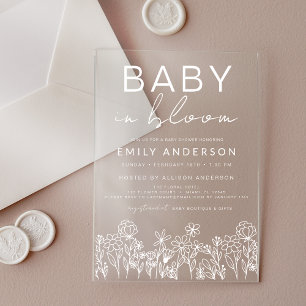 Wildflower Baby in Bloom Baby Shower Acrylic Invitations