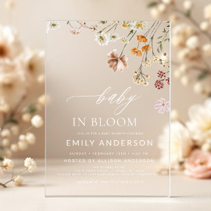 Wildflower Baby in Bloom Baby Shower Acrylic Invitations