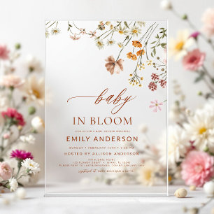 Wildflower Baby in Bloom Baby Shower Acrylic Invitations