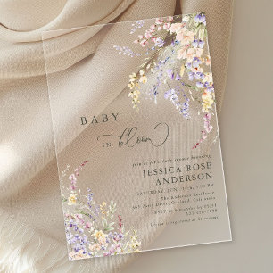 Wildflower Baby In Bloom Baby Shower Acrylic Invitations