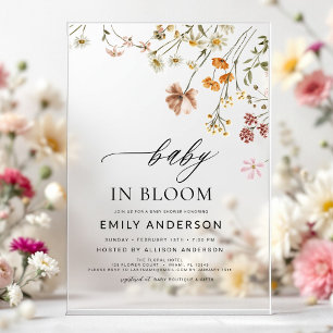Wildflower Baby in Bloom Baby Shower Acrylic Invitations