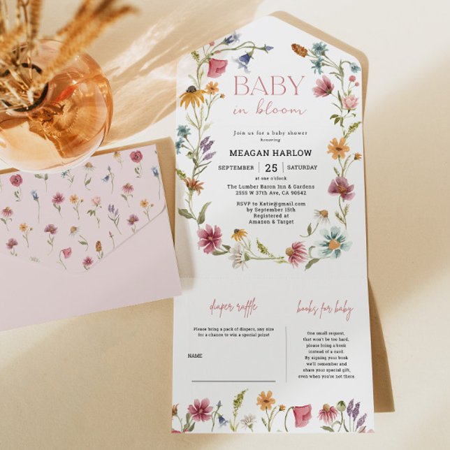 Wildflower Baby In Bloom Baby Shower All In One Invitation (Creator Uploaded)