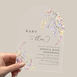 Wildflower Baby In Bloom Baby Shower Arch Acrylic Invitations