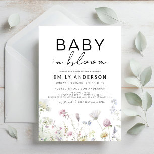 Wildflower Baby in Bloom Baby Shower Boho Garden Invitation
