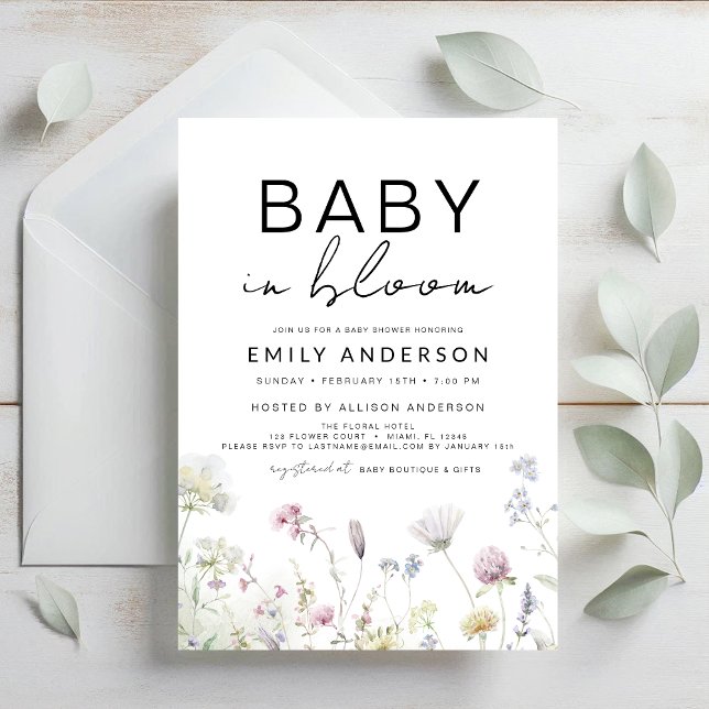Wildflower Baby in Bloom Baby Shower Boho Garden Invitation (Creator Uploaded)