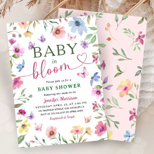 Wildflower Baby In Bloom Baby Shower Boho Girl  Invitation