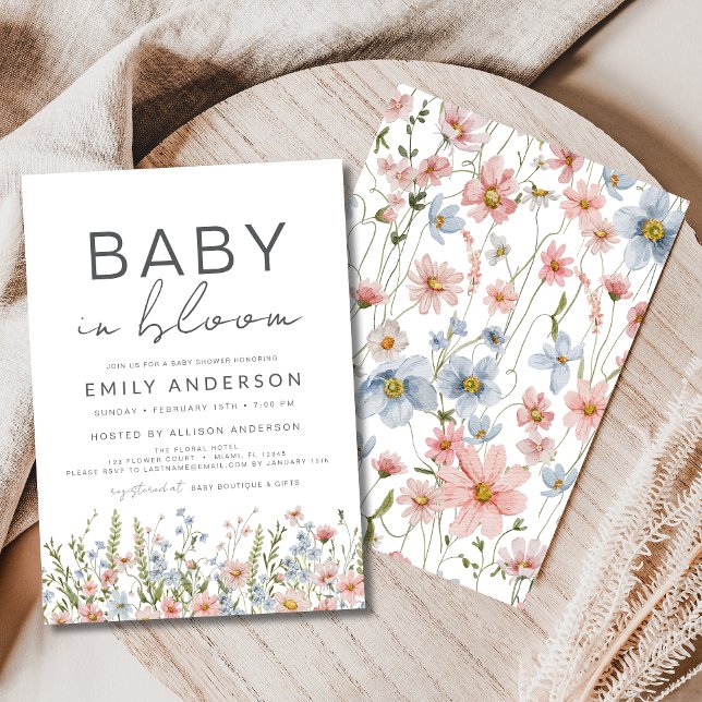 Wildflower Baby in Bloom Baby Shower Colourful Invitation (Creator Uploaded)
