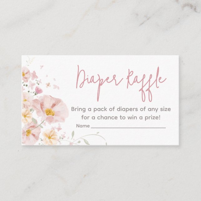 Wildflower Baby in Bloom Baby Shower Diaper Raffle Enclosure Card (Front)