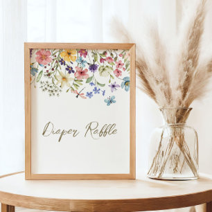 Wildflower Baby In Bloom Baby Shower Diaper Raffle Poster
