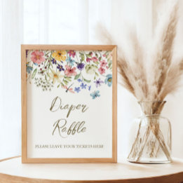 Wildflower Baby In Bloom Baby Shower Diaper Raffle Poster