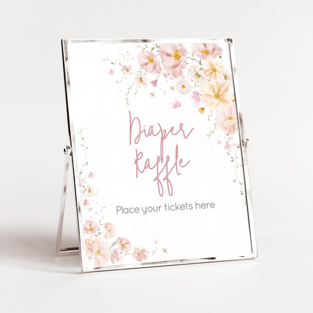Wildflower Baby in Bloom Baby Shower Diaper Raffle Poster (Baby in Bloom Baby Shower Diaper Raffle Sign)