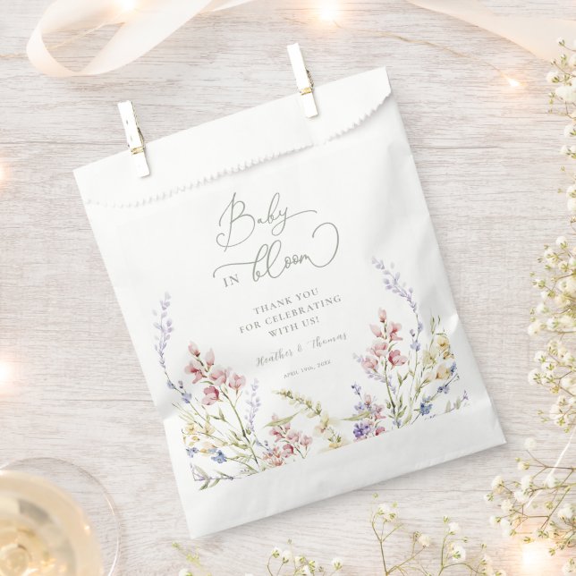 Wildflower Baby in Bloom Baby Shower  Favour Bags (Clipped)