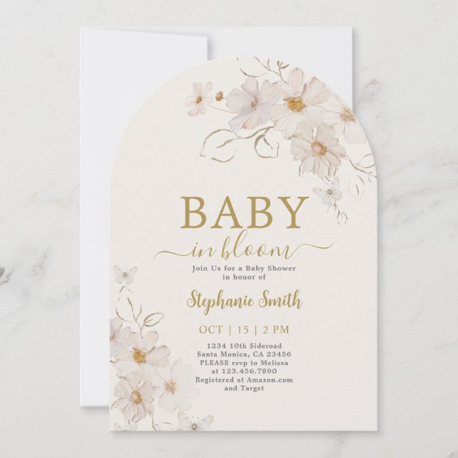 Wildflower Baby in Bloom Baby Shower Girl Invitation (Front)