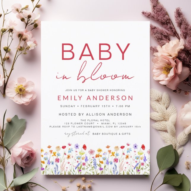 Wildflower Baby in Bloom Baby Shower Invitation (Creator Uploaded)
