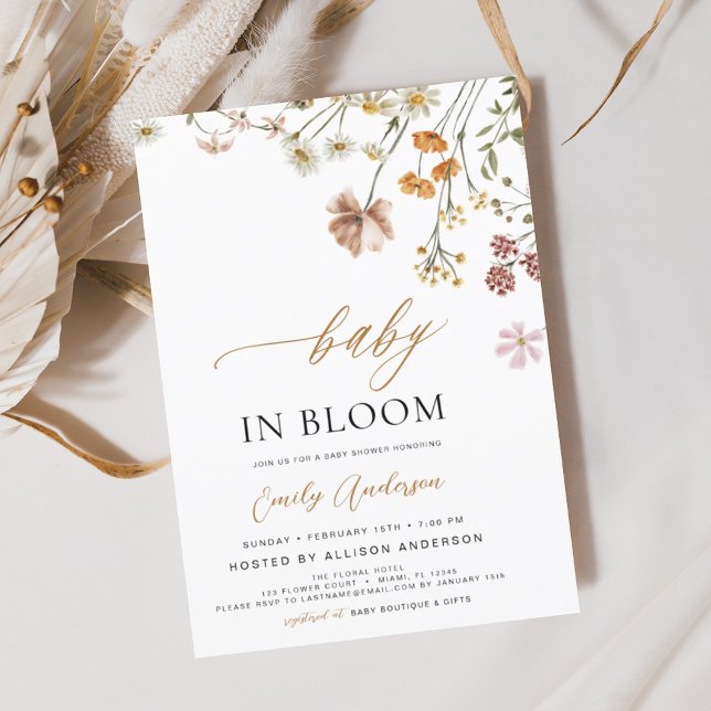 Wildflower Baby in Bloom Baby Shower  Invitation (Creator Uploaded)