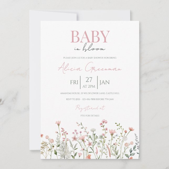 Wildflower Baby in Bloom Baby Shower Invitation (Front)