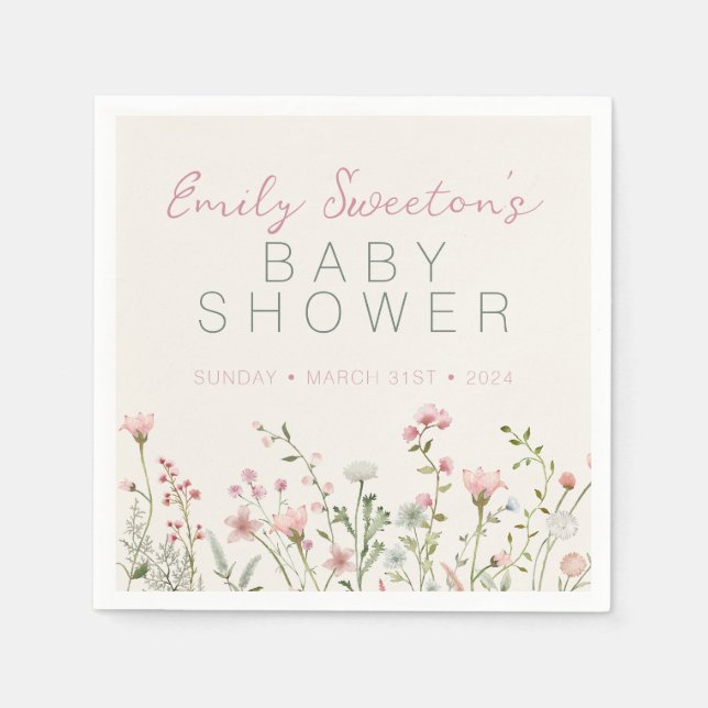 Wildflower Baby in Bloom Baby Shower Napkin (Front)
