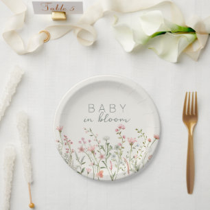 Wildflower Baby in Bloom Baby Shower Paper Plate