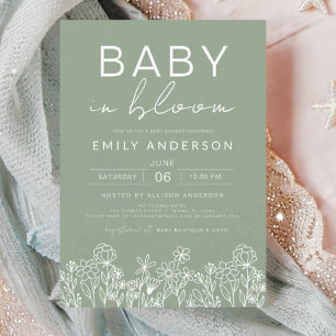 Wildflower Baby in Bloom Baby Shower Sage Green