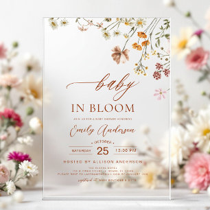 Wildflower Baby in Bloom Baby Shower Terracotta Acrylic Invitations