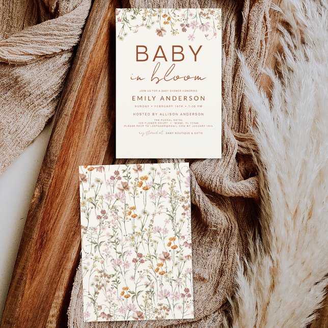 Wildflower Baby in Bloom Baby Shower Terracotta Flyer (Creator Uploaded)