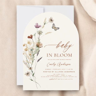 Wildflower Baby in Bloom Baby Shower Terracotta Invitation