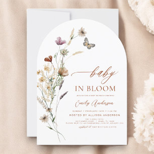 Wildflower Baby in Bloom Baby Shower Terracotta Invitation