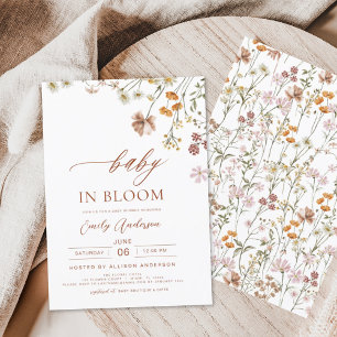 Wildflower Baby in Bloom Baby Shower Terracotta Invitation