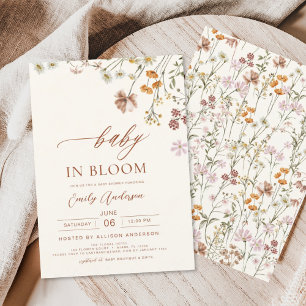 Wildflower Baby in Bloom Baby Shower Terracotta Invitation