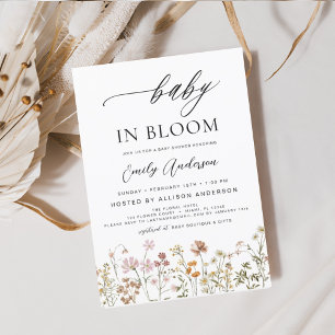 Wildflower Baby in Bloom Baby Shower Terracotta Invitation