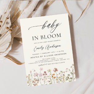 Wildflower Baby in Bloom Baby Shower Terracotta Invitation