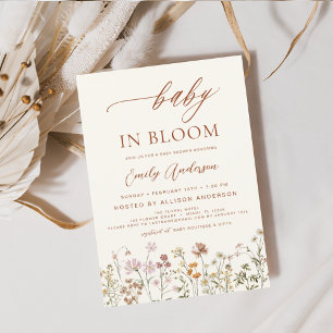 Wildflower Baby in Bloom Baby Shower Terracotta Invitation
